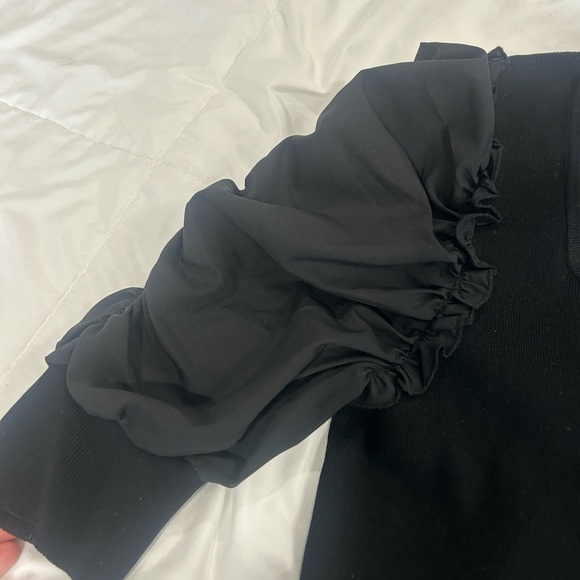 Black Ruffled Sleeve Top - Picture 4 of 5